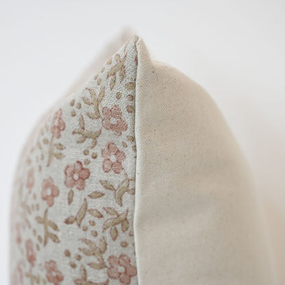 Lisa Taupe Linen Block Print Pillow Cover