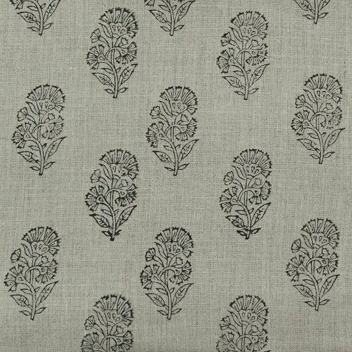 Pearl Botanical Block Print  Linen Fabric