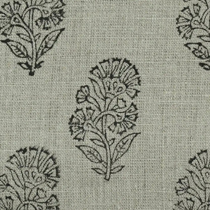 Pearl Botanical Block Print  Linen Fabric