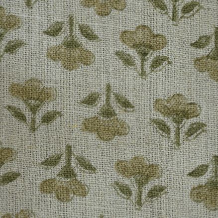 Artisan Block Print Linen Fabric - 9