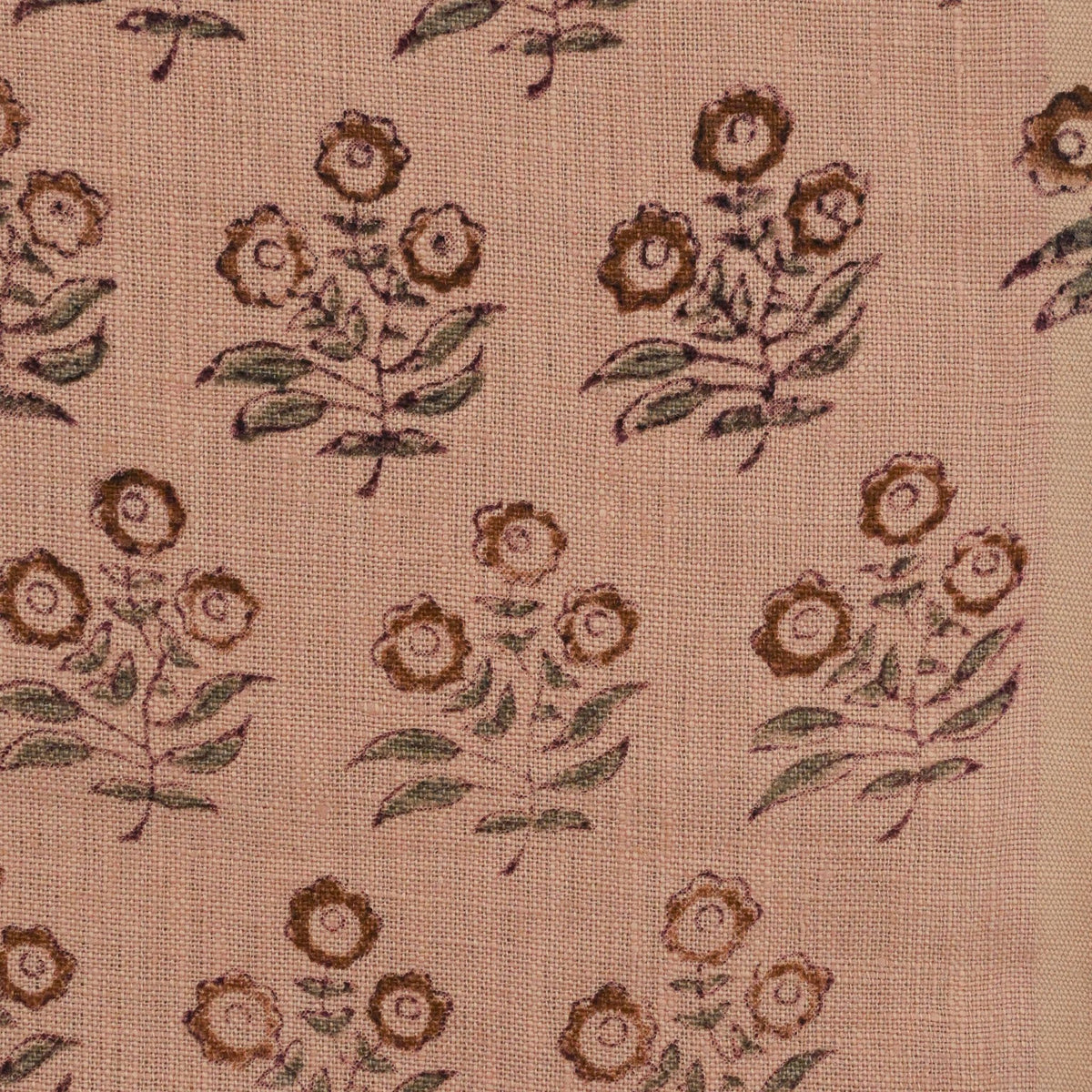 Thyny Flora Hand Block Print Linen Fabric