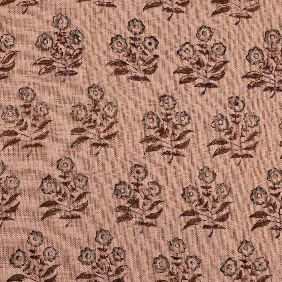 Thyny Flora Hand Block Print Linen Fabric