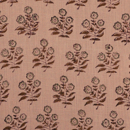 Thyny Flora Hand Block Print Linen Fabric