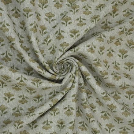 Artisan Block Print Linen Fabric - 9