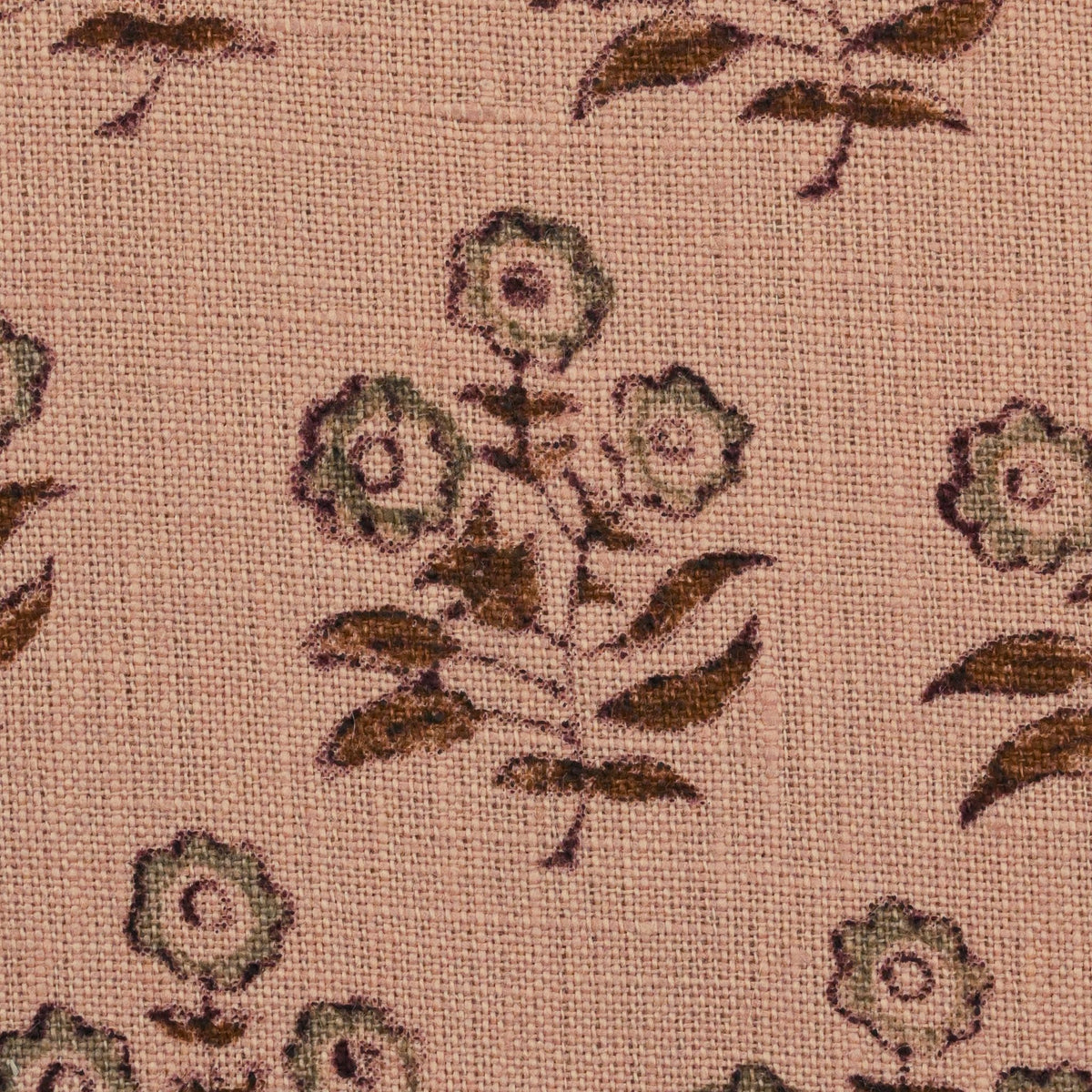 Thyny Flora Hand Block Print Linen Fabric