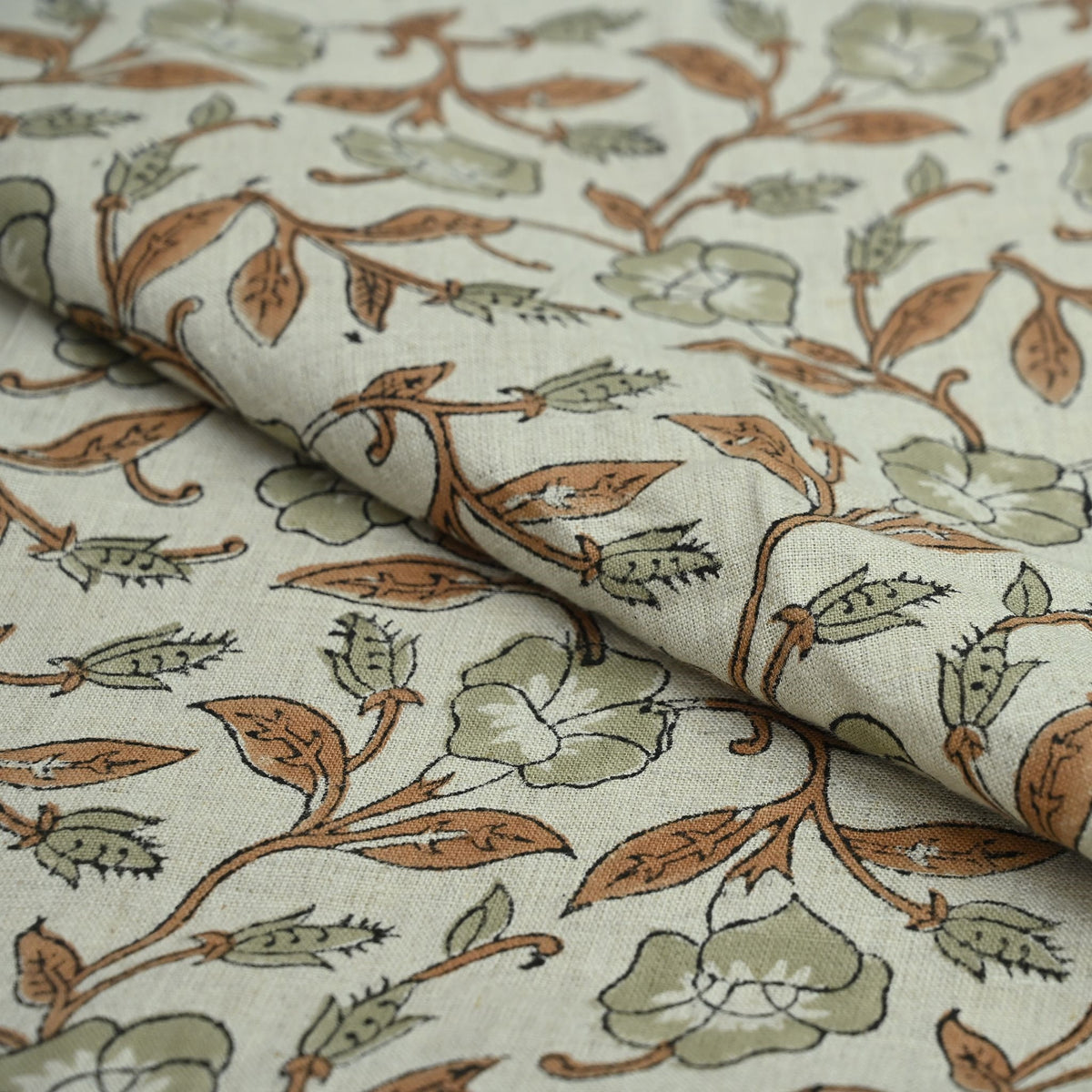 Floria Hand Block Print Linen Fabric