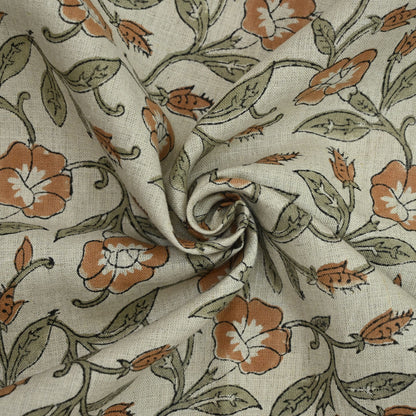 Floria Hand Block Print Linen Fabric