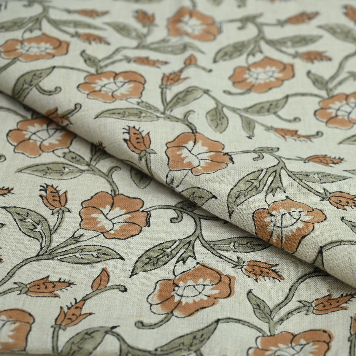 Floria Hand Block Print Linen Fabric