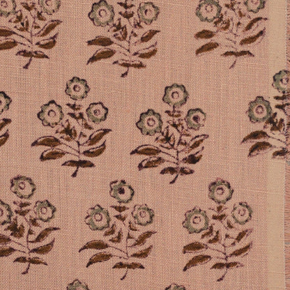 Thyny Floral Block Print Solid Linen Fabric