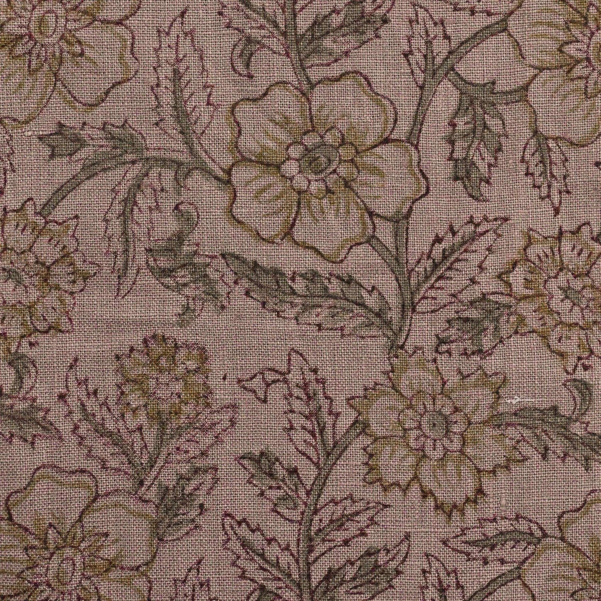 Toille Floral Block Print Solid Linen Fabric