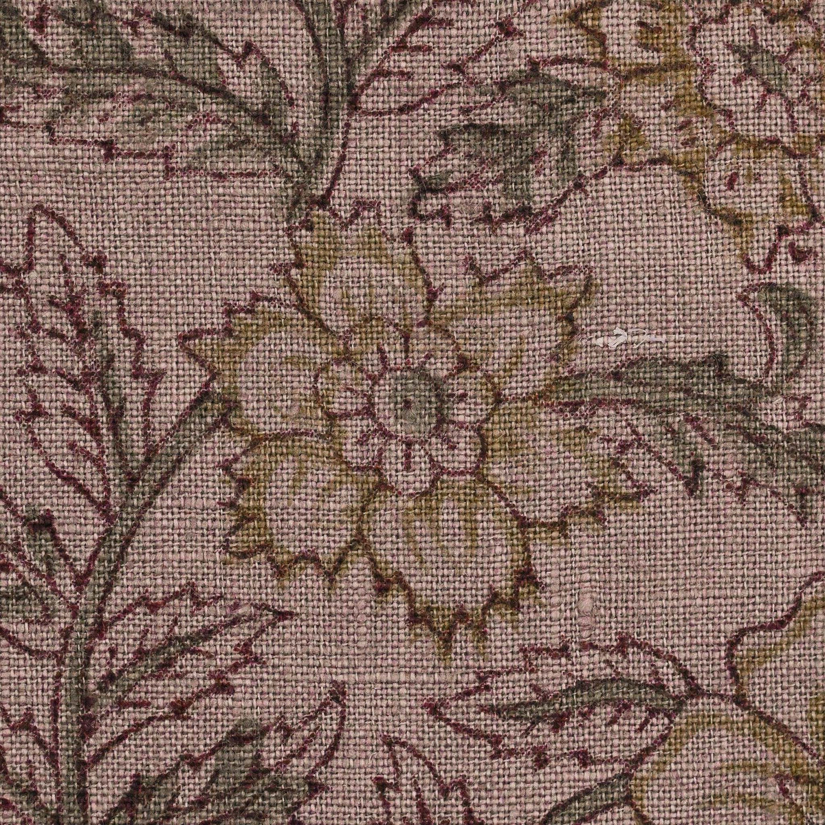 Toille Floral Block Print Solid Linen Fabric