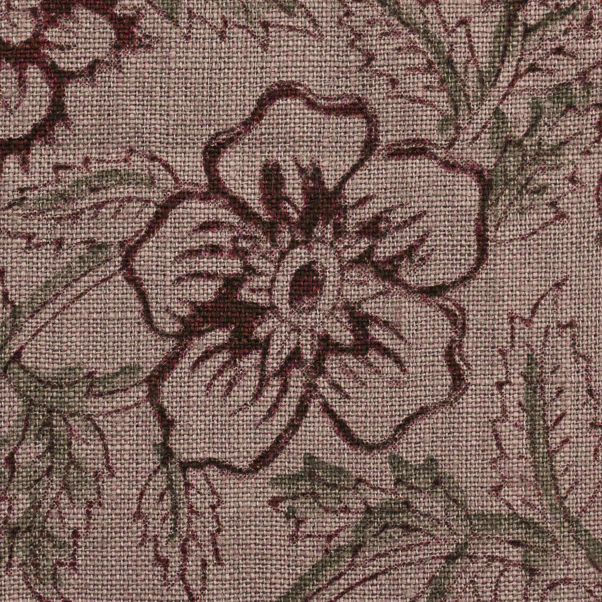 Toille Floral Block Print Solid Linen Fabric
