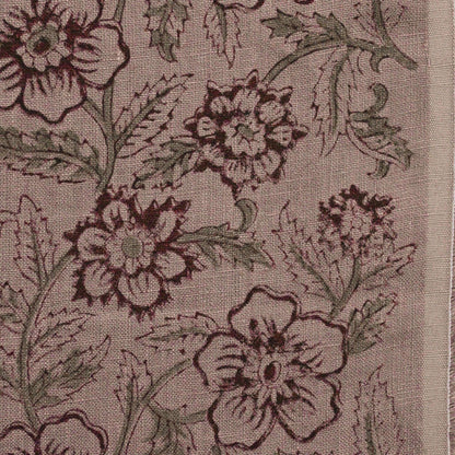 Toille Floral Block Print Solid Linen Fabric