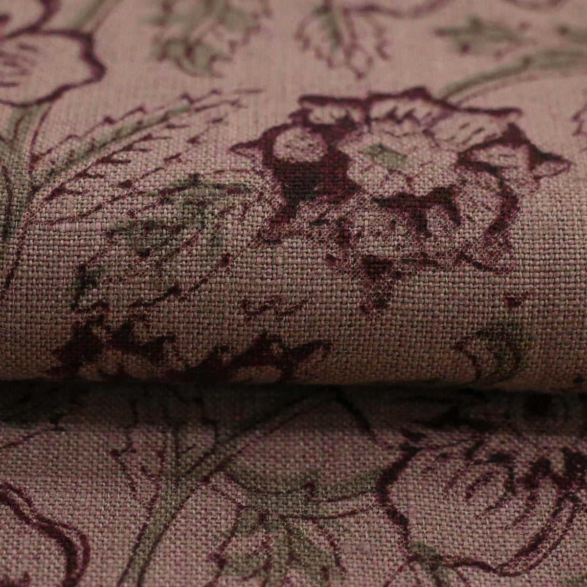 Toille Floral Block Print Solid Linen Fabric