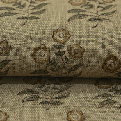 Thyny Flora Hand Block Print Linen Fabric