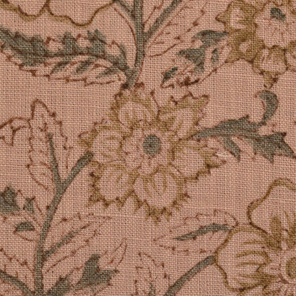 Toille Floral Block Print Solid Linen Fabric