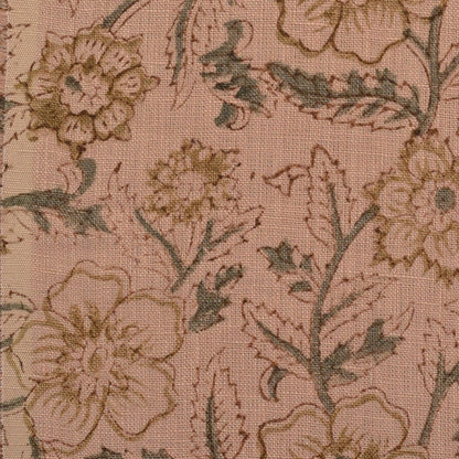 Toille Floral Block Print Solid Linen Fabric