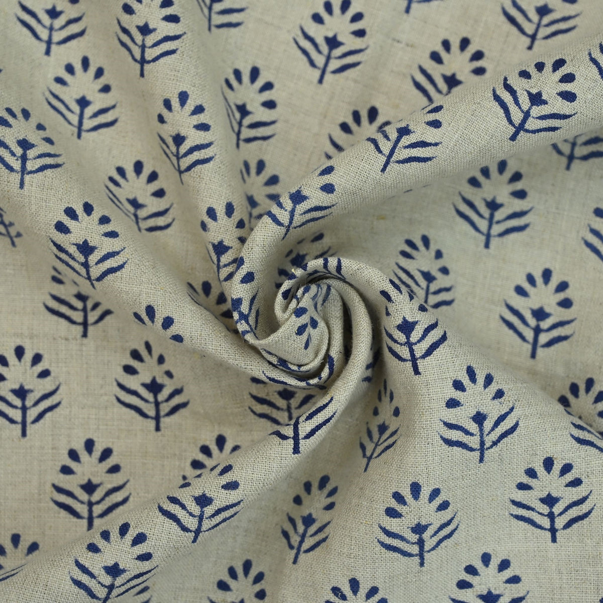 Frocl Floral Hand Block Print Linen Fabric