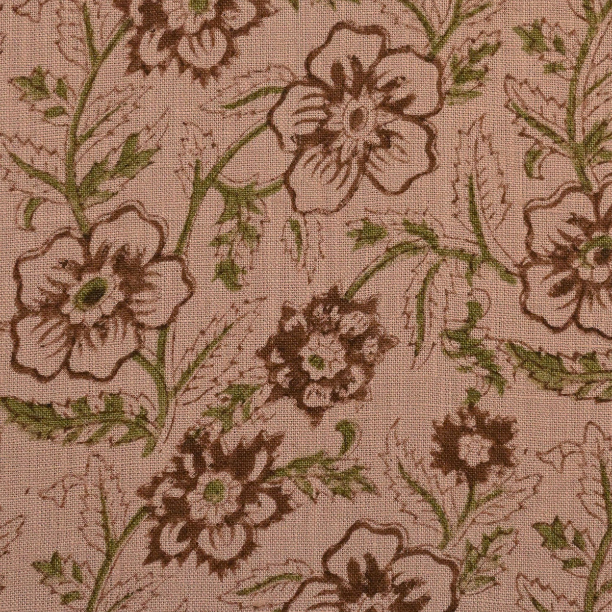 Toille Floral Block Print Solid Linen Fabric