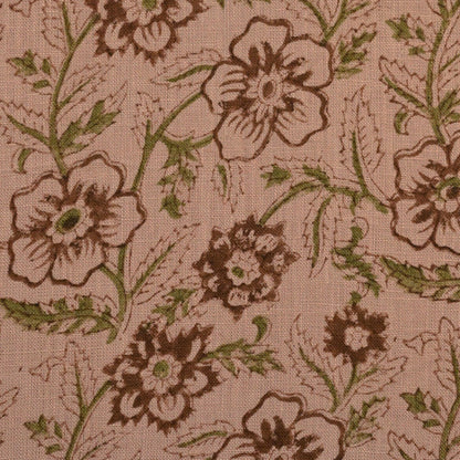 Toille Floral Block Print Solid Linen Fabric