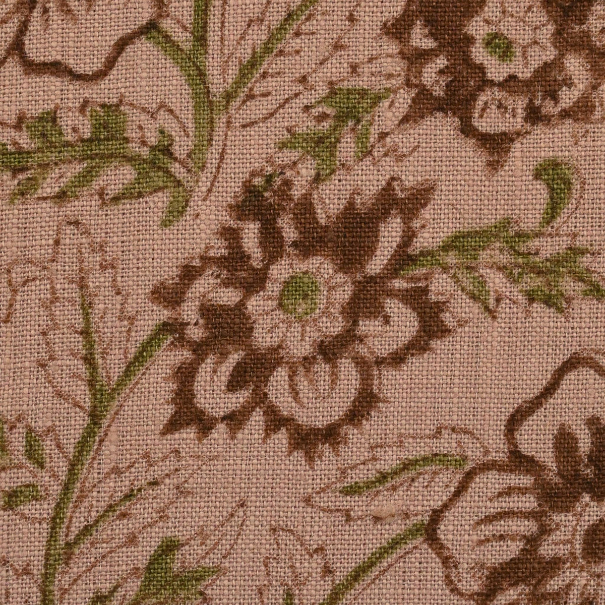 Toille Floral Block Print Solid Linen Fabric