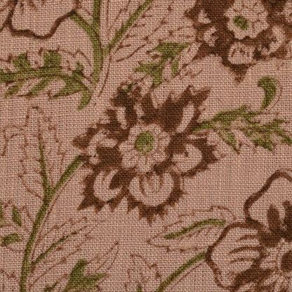 Toille Floral Block Print Solid Linen Fabric
