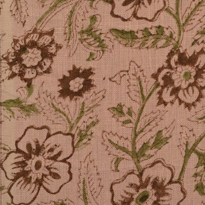 Toille Floral Block Print Solid Linen Fabric