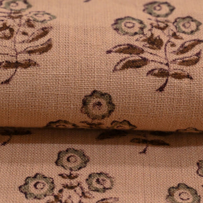 Thyny Floral Block Print Solid Linen Fabric