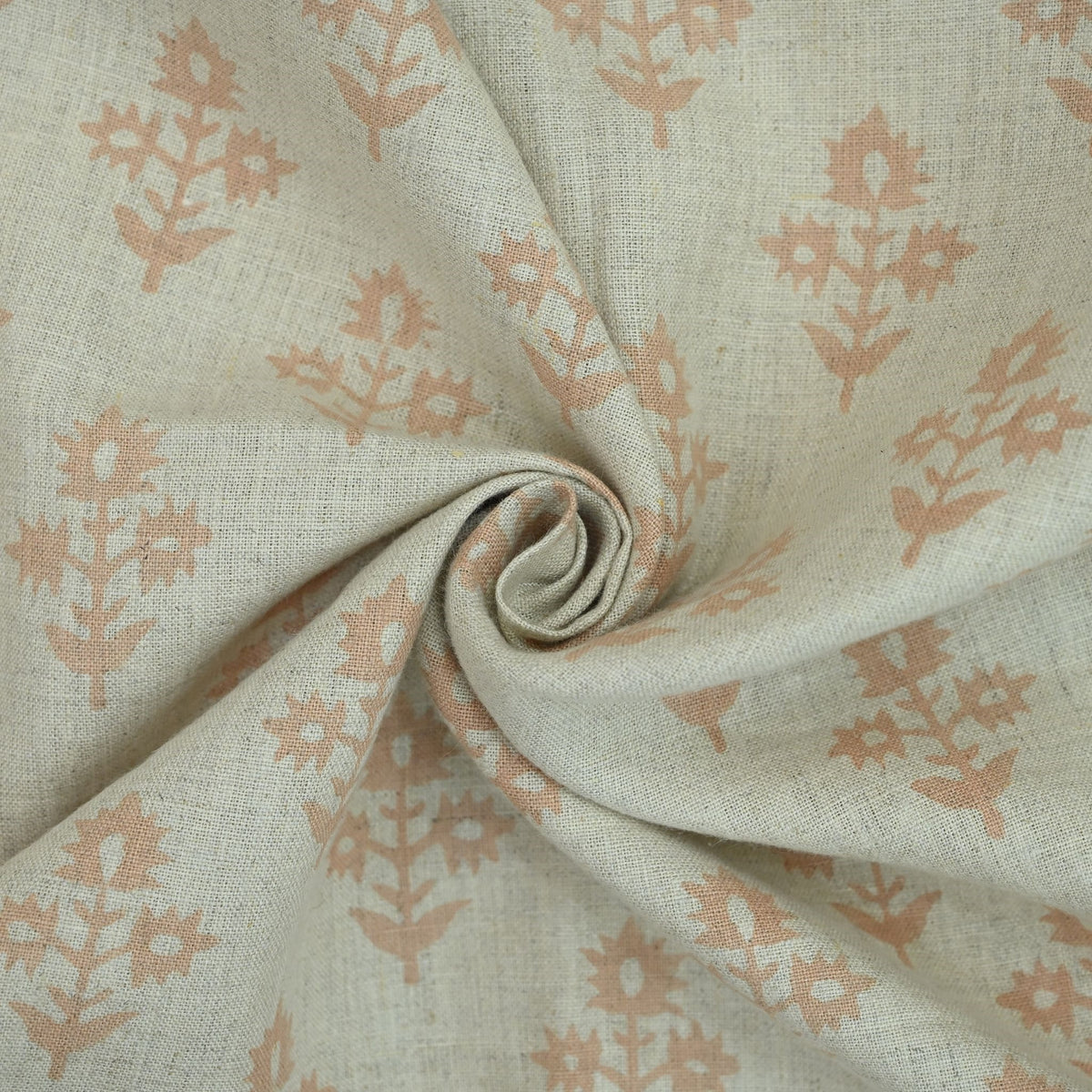 Marrowin Floral Block Print Linen Fabric