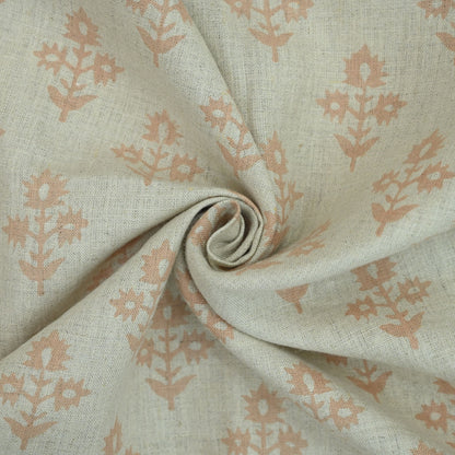 Marrowin Floral Block Print Linen Fabric