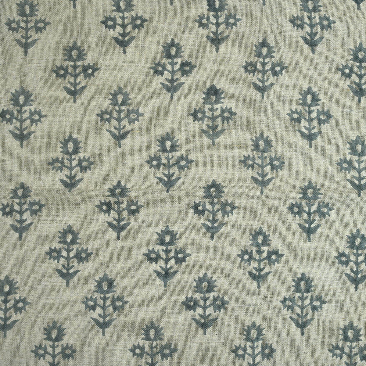 Marrowin Floral Block Print Linen Fabric