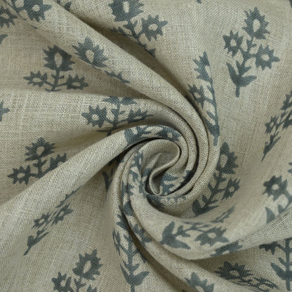 Marrowin Floral Block Print Linen Fabric