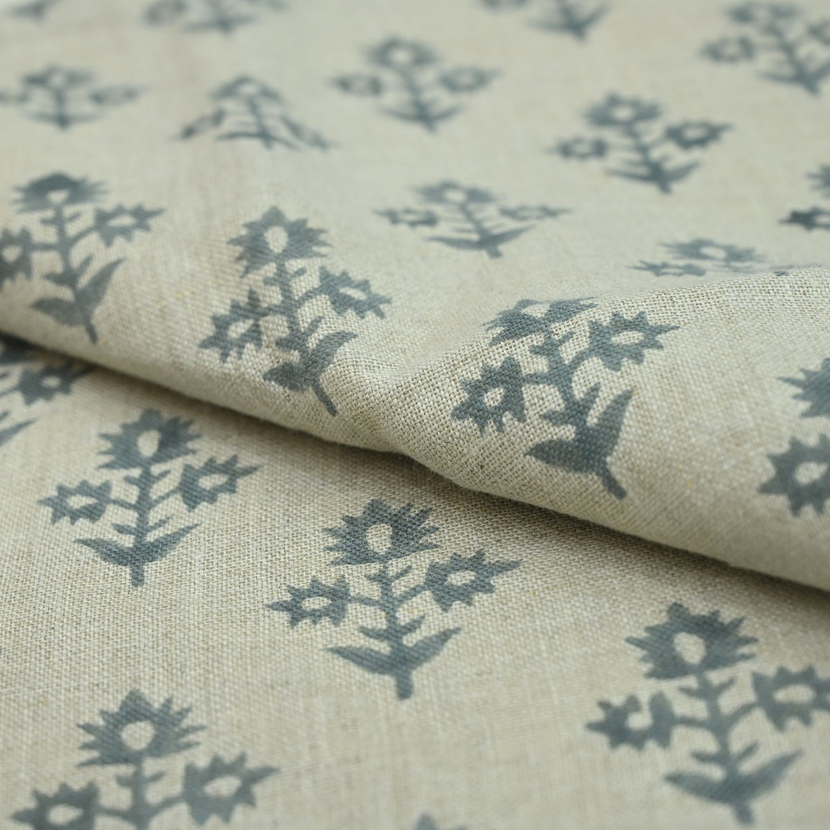 Marrowin Floral Block Print Linen Fabric