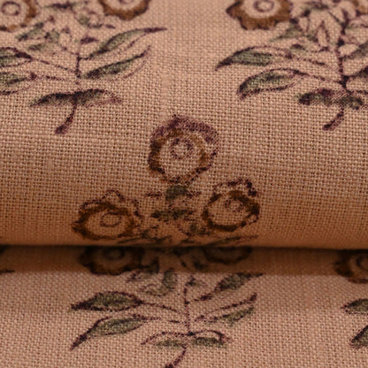 Thyny Flora Hand Block Print Linen Fabric