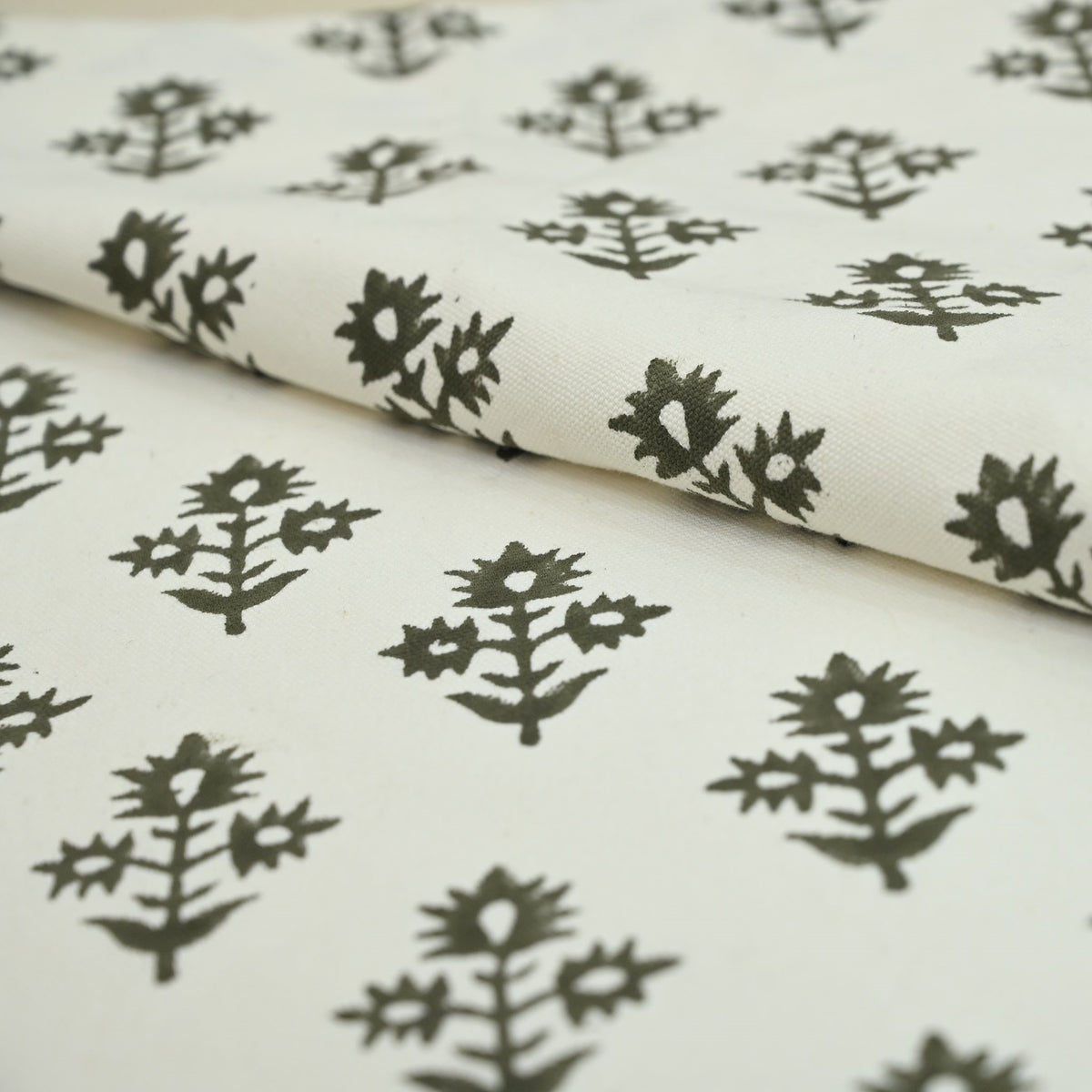 Marrowin Floral Block Print Linen Fabric