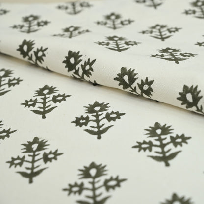 Marrowin Floral Block Print Linen Fabric