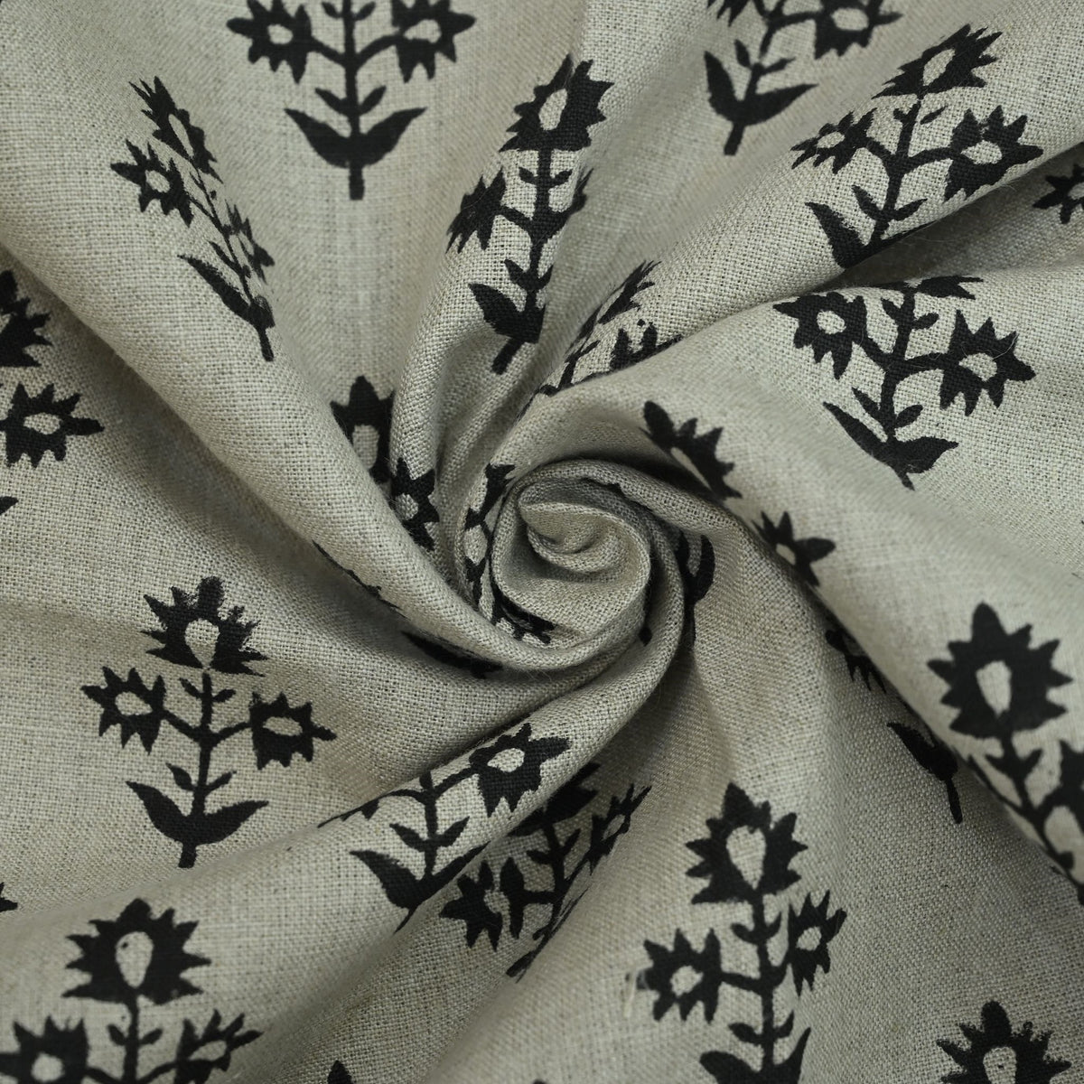 Marrowin Floral Block Print Linen Fabric