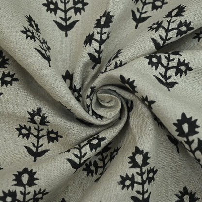 Marrowin Floral Block Print Linen Fabric