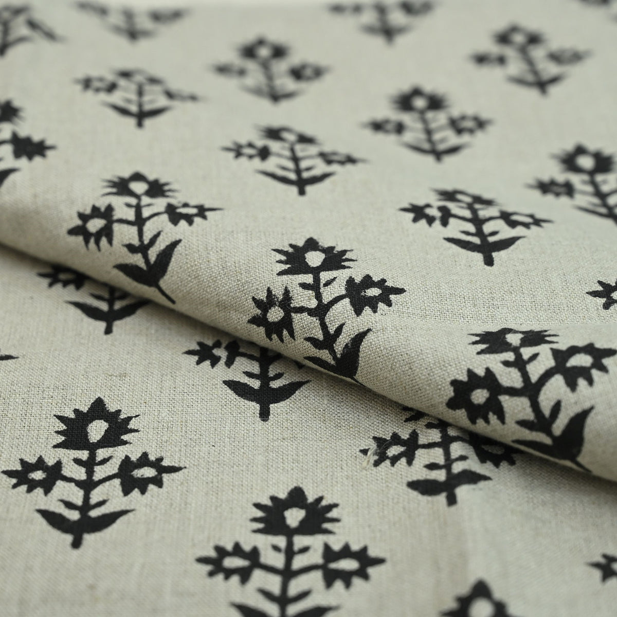 Marrowin Floral Block Print Linen Fabric