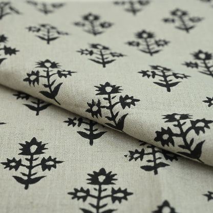 Marrowin Floral Block Print Linen Fabric