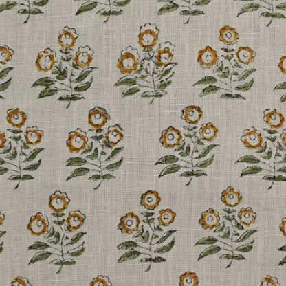 Thyny Flora Hand Block Print Linen Fabric