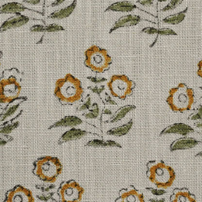 Thyny Flora Hand Block Print Linen Fabric