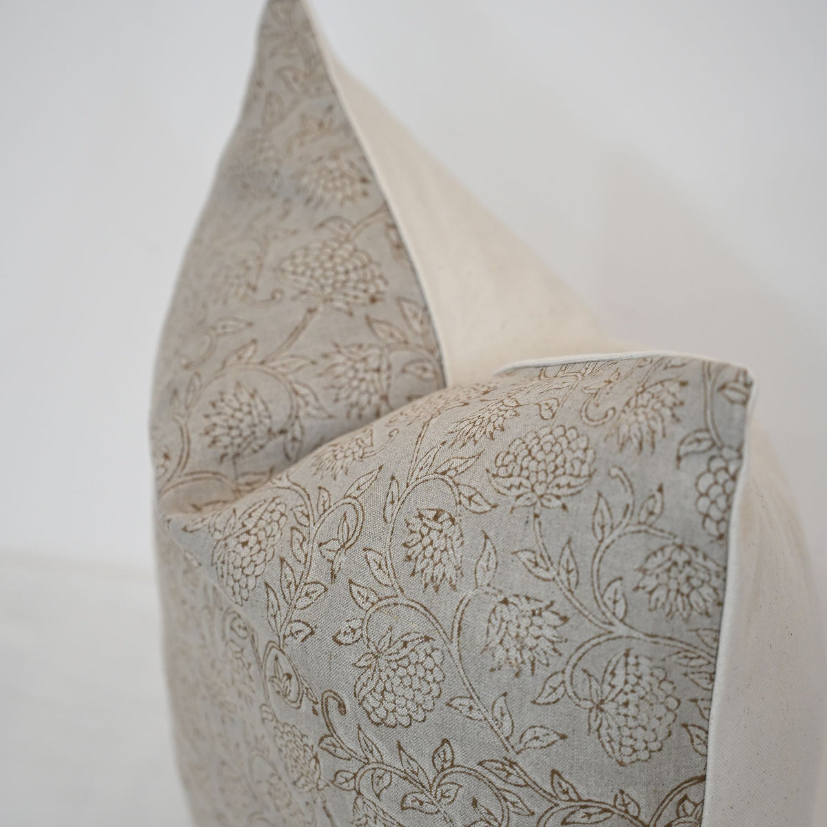 Lucia Charcoal Linen Block Print Pillow Cover