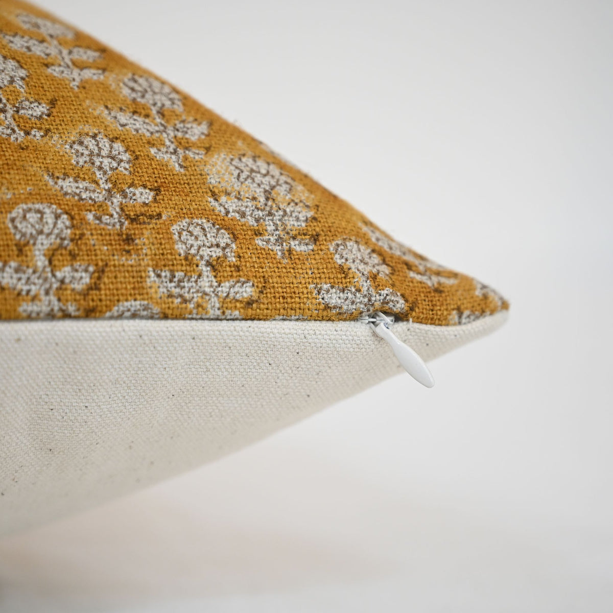 Frances Ochre Block Print Pillow Cover