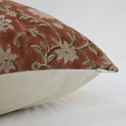 Molly Soft Sage Linen Block Print Pillow Cover