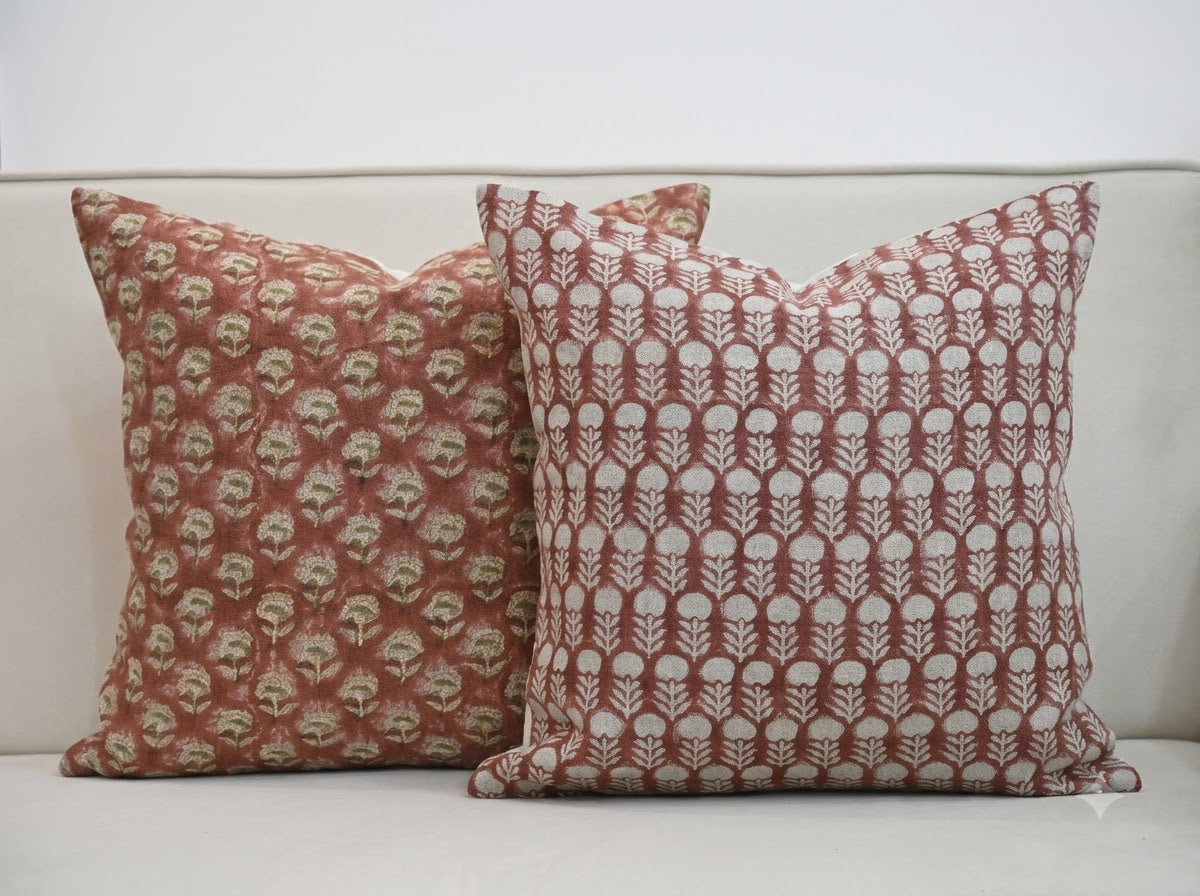 Andrea Sage Linen Block Print Pillow Cover