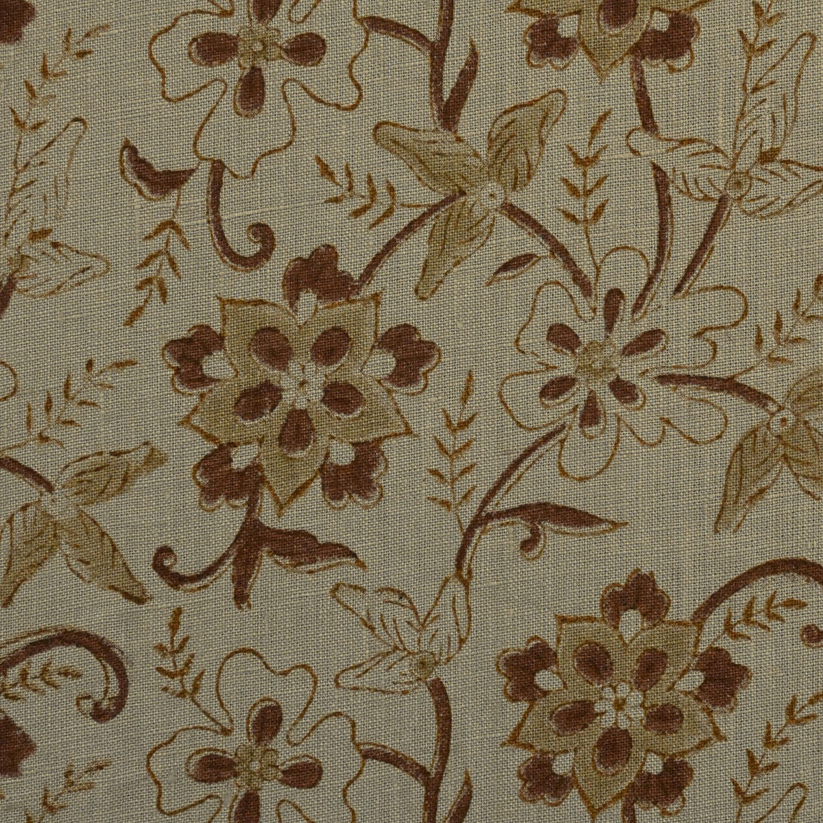 Yeoz Botanical Linen Block Print Fabric