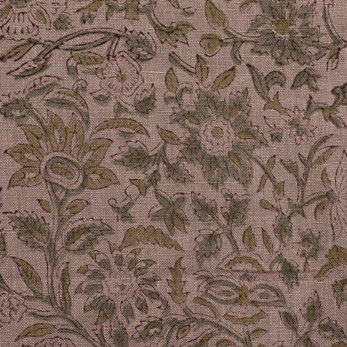 Aron Floral Linen Block Print Fabric