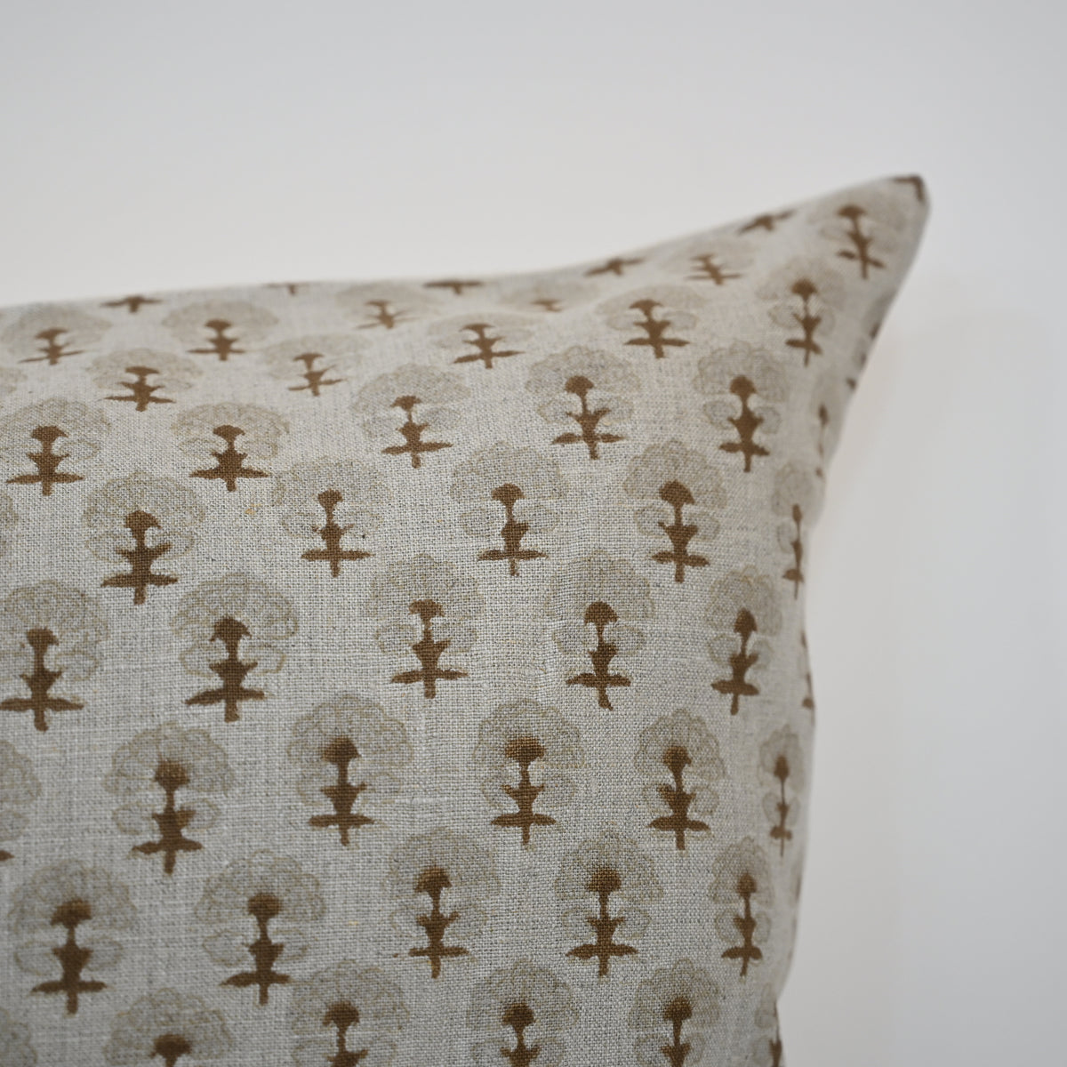 Summer Chestnut Linen Block Print Pillow Cover