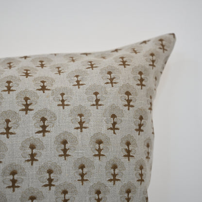 Summer Chestnut Linen Block Print Pillow Cover